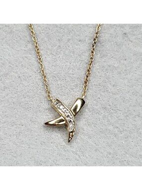 DBJ Sterling Silver X Kiss Necklace Dainty Victoria Townsend 18kt GP 18"